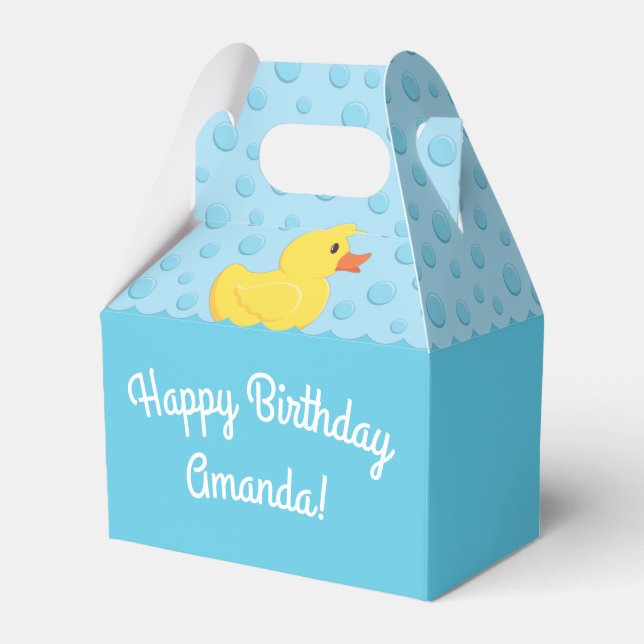 Rubber Ducky 1st Birthday Party Kids Baby Favor Boxes (Front Side)