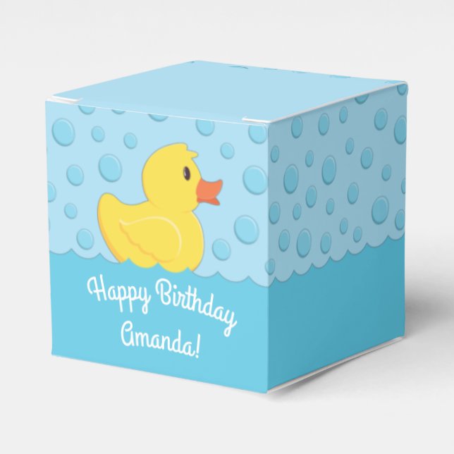 Rubber Ducky 1st Birthday Party Kids Baby Favor Boxes (Front Side)