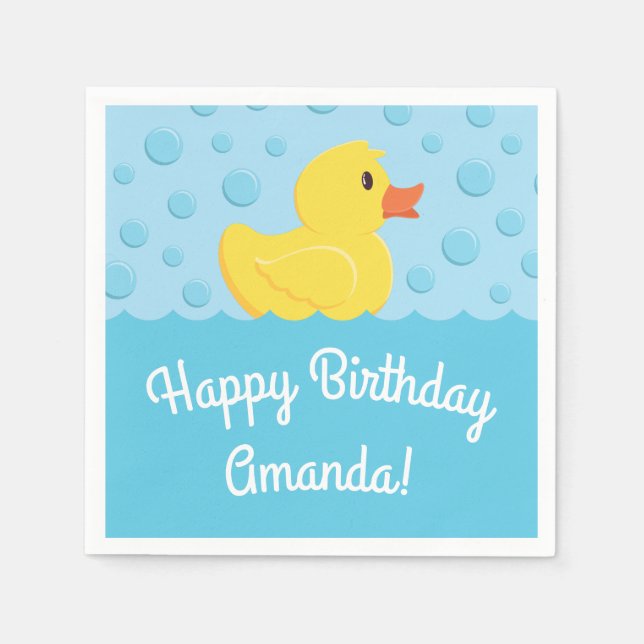 Rubber Ducky 1st Birthday Party Kids Baby Napkins (Front)