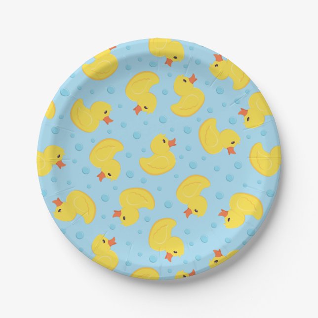 Rubber Ducky 1st Birthday Party Kids Baby Paper Plates (Front)