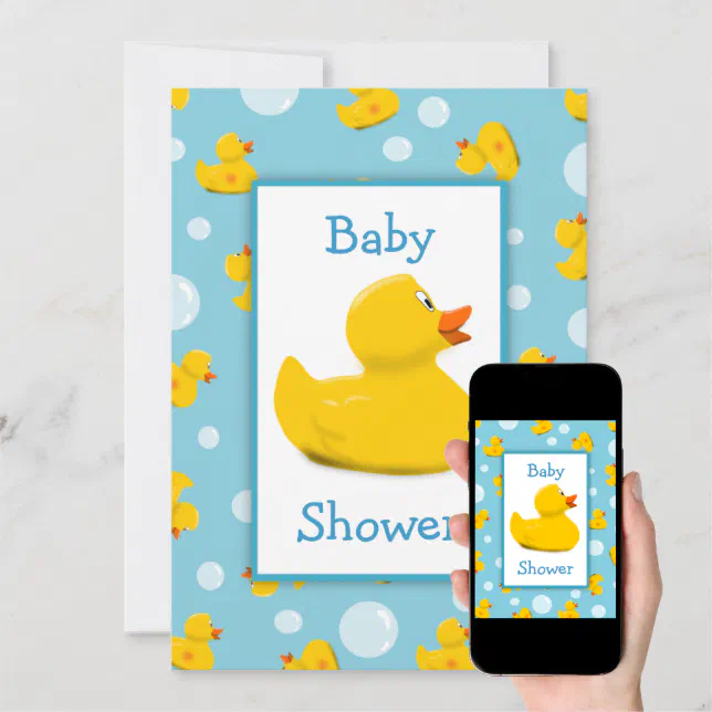 Rubber Ducky and Bubbles Theme Baby Shower Invitation | Zazzle