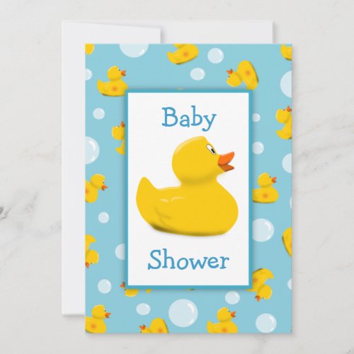 Rubber Ducky and Bubbles Theme Baby Shower Invitation