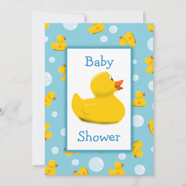 Rubber Ducky and Bubbles Theme Baby Shower Invitation (Front)