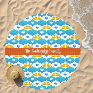 Rubber Ducky and Hearts Pattern Customized Beach Towel