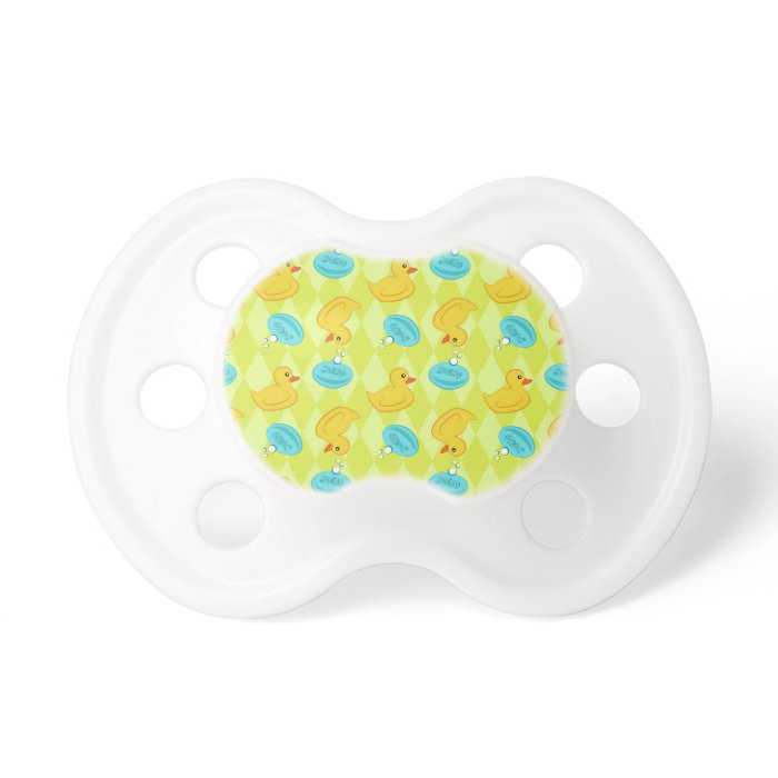 Rubber ducky and soap pattern. baby pacifiers