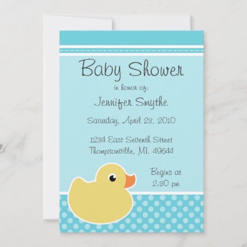 Rubber Ducky Aqua Baby Shower Invitations