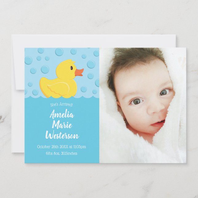 Rubber Ducky Baby Birth Announcement (Front)