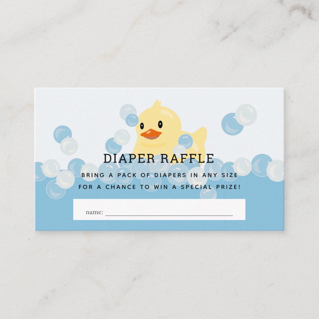 Rubber Ducky Baby Boy Blue Diaper Raffle Ticket Enclosure Card Zazzle