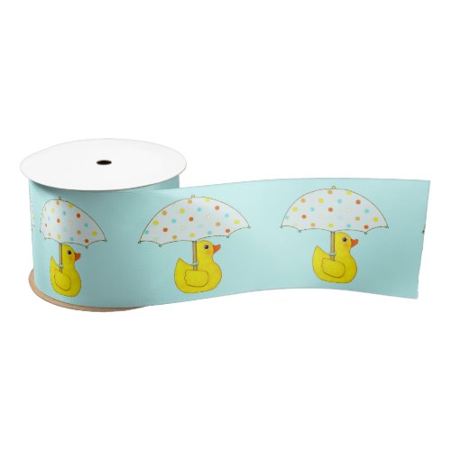 Rubber Ducky Baby Duckling Umbrella Satin Ribbon