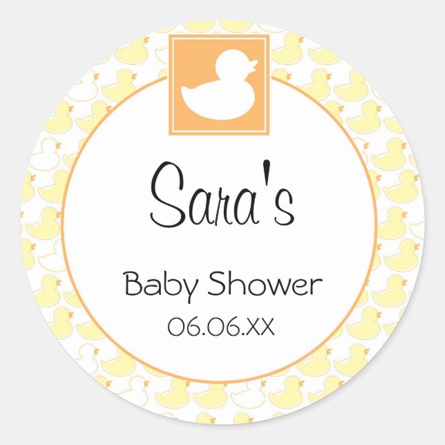 Rubber Ducky Baby Invitation or Favor Sticker (Front)