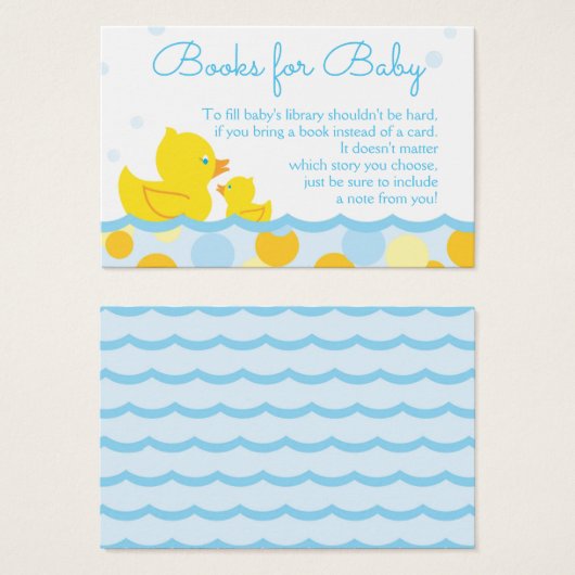 Rubber Ducky Baby Shower Book Request Card (Front & Back)
