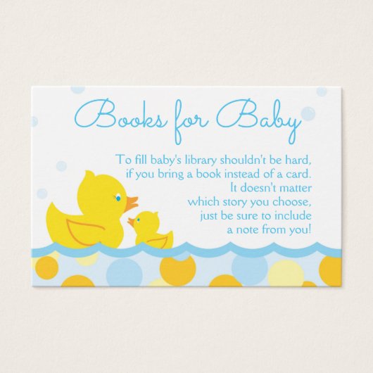 Rubber Ducky Baby Shower Book Request Card (Front)