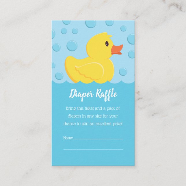 Rubber Ducky Baby Shower Diaper Raffle Cards (Front)