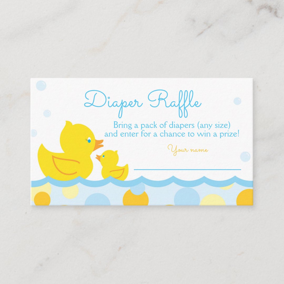 Rubber Ducky Baby Shower Diaper Raffle Ticket Enclosure Card | Zazzle