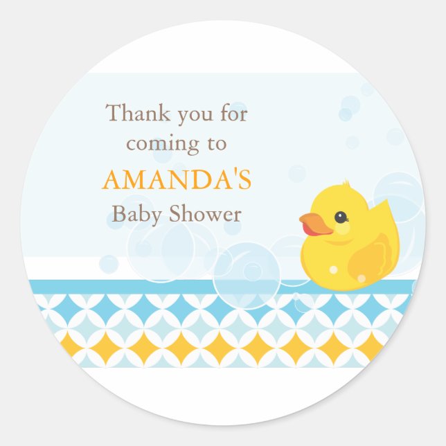 Rubber Ducky Baby Shower Favor Sticker (Front)