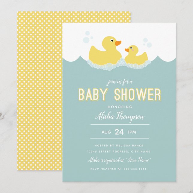 Rubber Ducky Baby Shower Invitation (Front/Back)