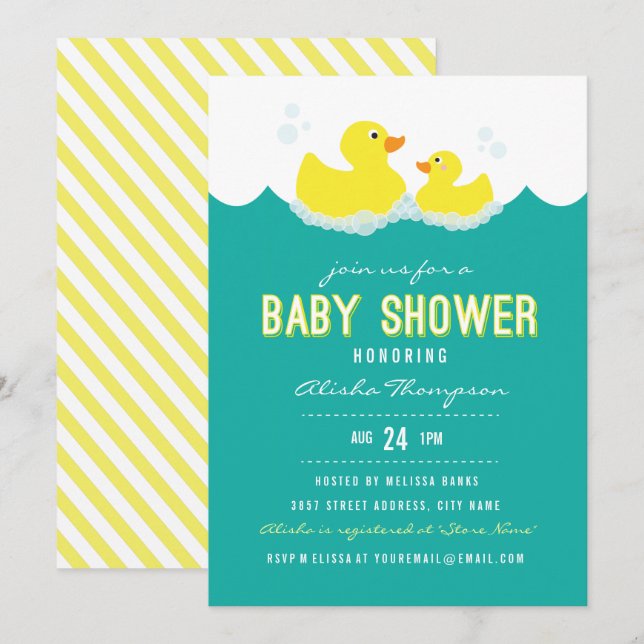 Rubber Ducky Baby Shower Invitation (Front/Back)