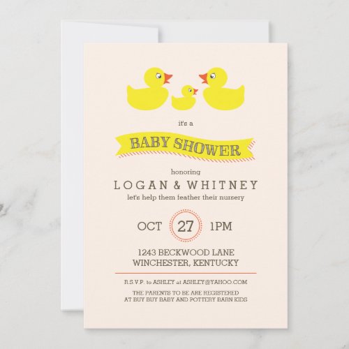 Rubber Ducky Baby Shower Invitation