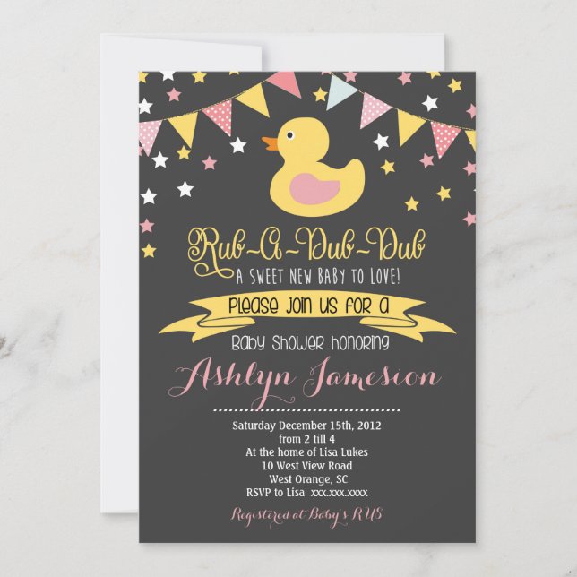 Rubber Ducky Baby Shower INvitation (Front)
