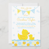 Rubber Ducky Baby Shower Invitation blue & yellow (Front)