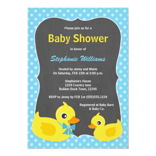 Rubber Ducky Baby Shower Invitation Blue Yellow Zazzle