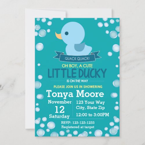 Rubber Ducky Baby Shower Invitation boy