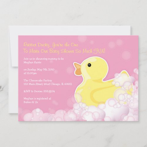 Rubber Ducky _ Baby Shower Invitation _ Pink