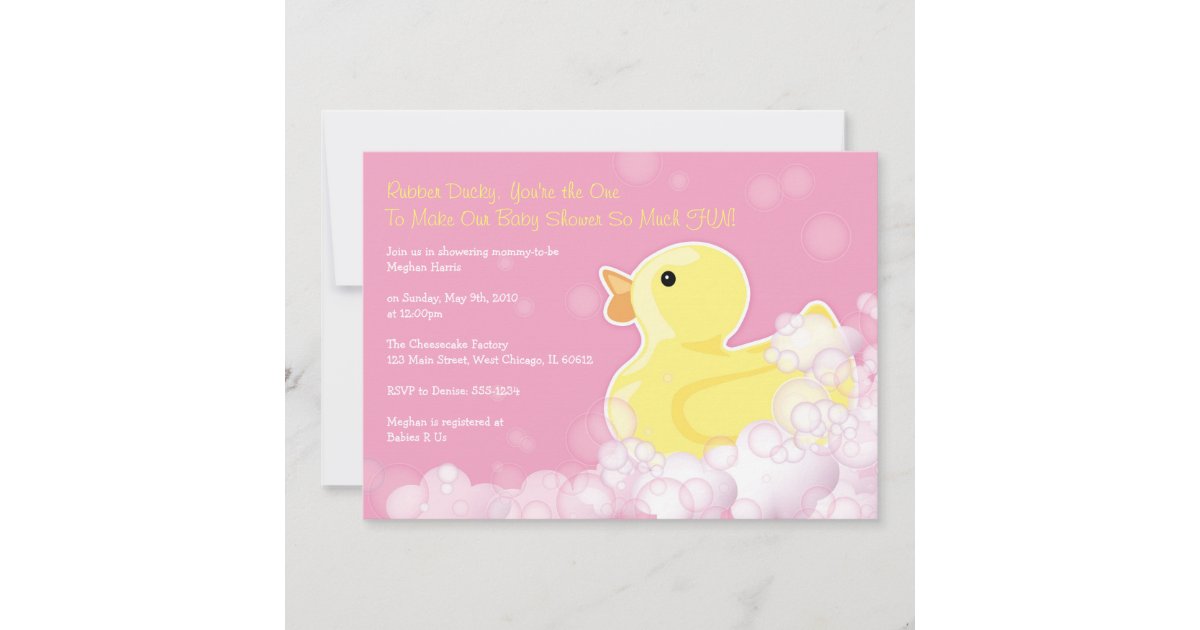 Rubber Ducky Baby Shower Invitation Pink Zazzle Com