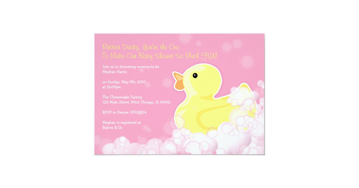 Rubber Ducky Baby Shower Invitation Pink Zazzle Com