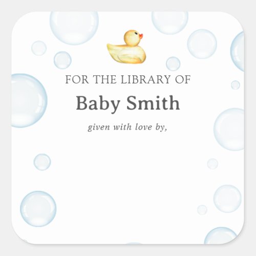 Rubber Ducky Baby Shower Library Square Square Sticker