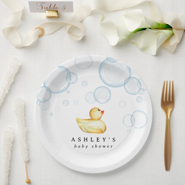 Rubber Ducky Baby Shower Paper Plates (Wedding)
