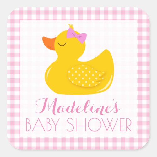 Rubber Ducky Baby Shower Square Sticker