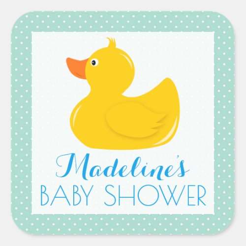 Rubber Ducky Baby Shower Square Sticker