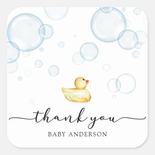 Rubber Ducky Baby Shower Square Sticker