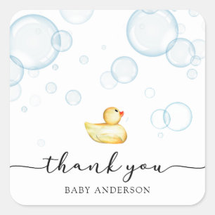 Rubber Ducky Baby Shower Square Sticker