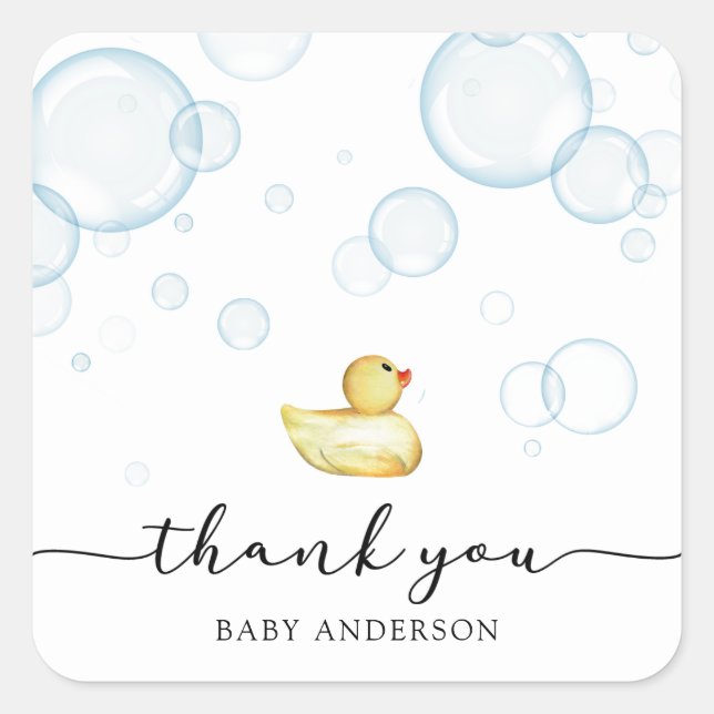 Rubber Ducky Baby Shower Square Sticker (Front)