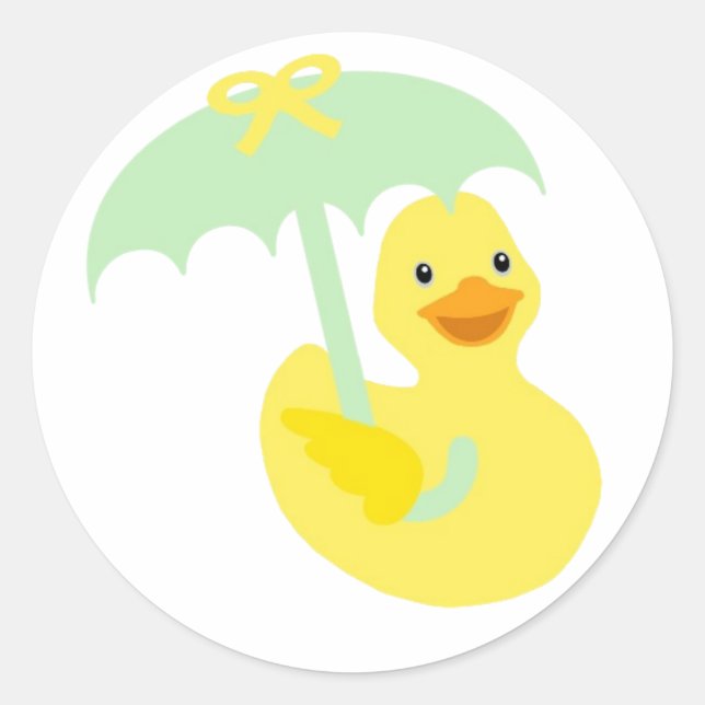 Rubber Ducky baby shower sticker & green umbrella (Front)