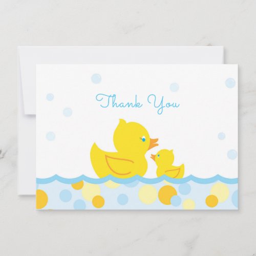 Rubber Ducky Baby Shower Thank You blue and yellow