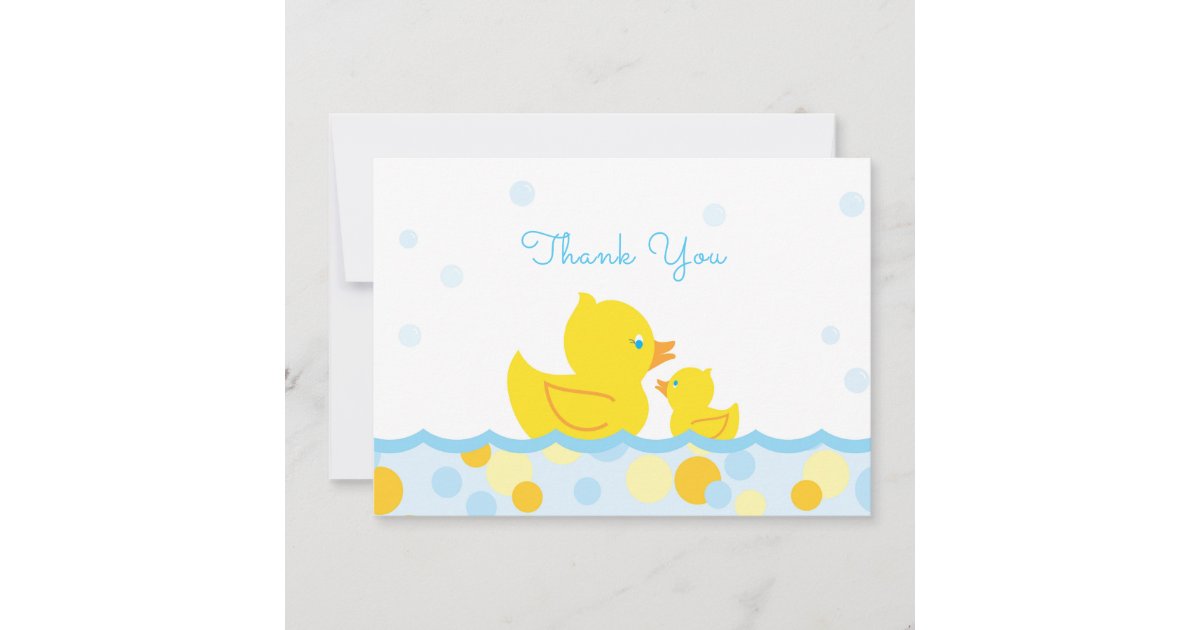 Rubber Ducky Baby Shower Thank You Blue And Yellow Zazzle Com