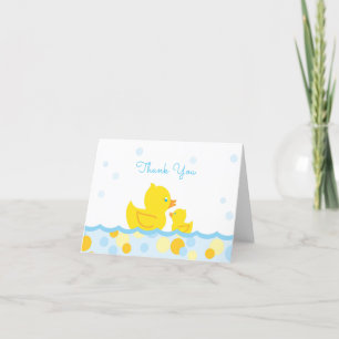 Rubber Ducky Baby Shower Thank You blue and yellow Card