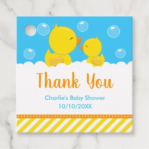 Rubber Ducky Baby Shower Yellow Blue Thank You Favor Tags