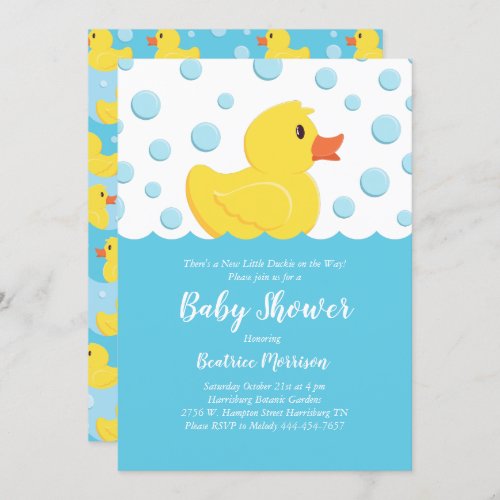 Rubber Ducky Baby Shower Yellow Gender Neutral Invitation