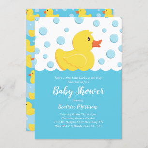 Rubber Ducky Baby Shower Yellow Gender Neutral Invitation