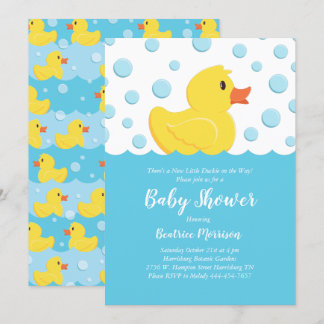 Rubber Ducky Baby Shower Yellow Gender Neutral Invitation