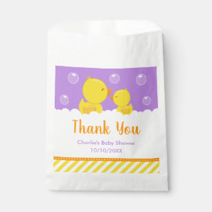 Rubber Ducky Baby Shower Yellow Purple Thank You Favor Bag