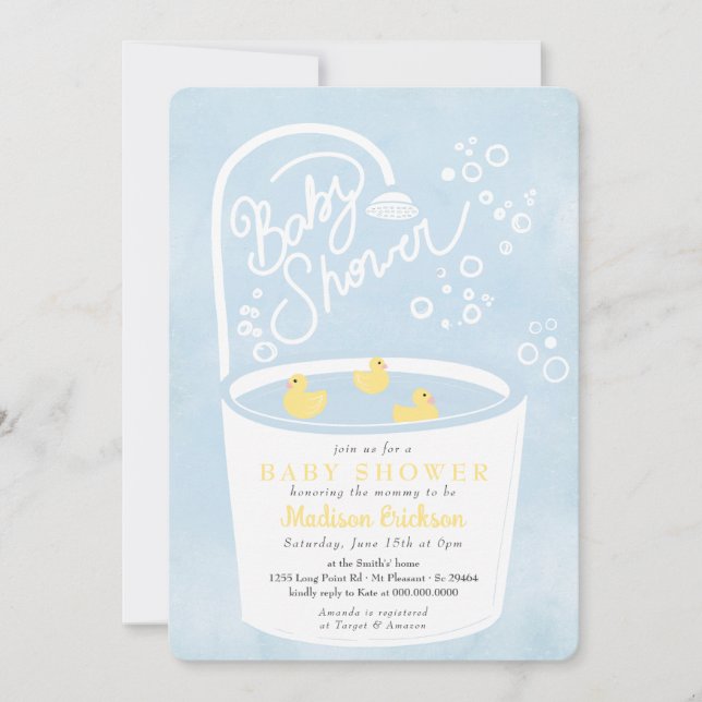 Rubber Ducky Bathtub Splish Splash Baby Shower  Invitation (Front)