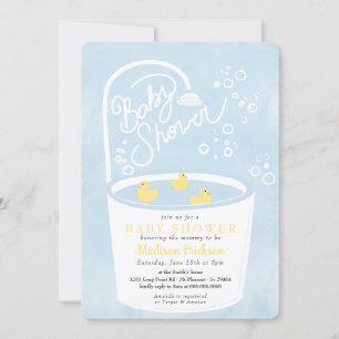 Rubber Ducky Bathtub Splish Splash Baby Shower  Invitation
