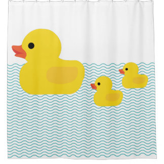 Rubber Ducky Bathtub Waves Shower Curtain