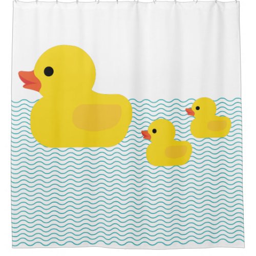 Rubber Ducky Bathtub Waves Shower Curtain