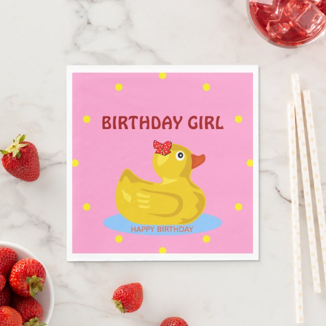 Rubber Ducky Birthday Girl Napkins (Insitu)